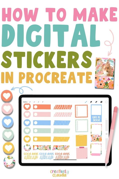 How to Make Digital Stickers in Procreate How To Create Clipart, How To Make Digital Stickers Procreate, How To Make Stickers Procreate, How To Create Digital Stickers, Digital Sticker Ideas, How To Make Digital Stickers, Making Stickers On Procreate, How To Make Stickers On Procreate, Stickers On Procreate