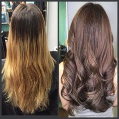 "Claire came to me 6 months prior to fix a design done at another salon," says Lily Duong (@hairbylily408), a L' Kenra Color Formulas Brown, Redken 6nb Shades Eq, Redken Shades Eq Formulas Brown, Beown Hair, Hari Styles, Redken Formulas, Matrix Hair Color, Brown Hair Trends, Light Brown Balayage