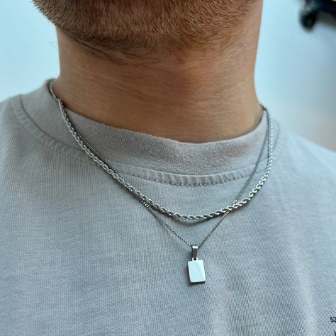 Silver Necklace For Men, Mens Accessories Necklace, Streetwear Jewelry, Etsy Jewellery, Boys Necklace, Silver Necklace Simple, Minimalist Bar, Thick Chain Necklace, Mini Bars