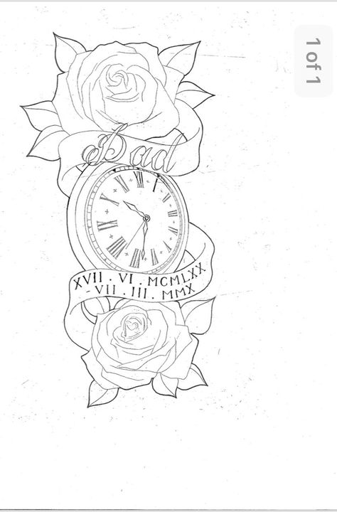 Clock Tattoo Design Stencil, Clock Tattoo Stencil, Rose And Clock Tattoo, Time Clock Tattoo, Symmetrical Tattoos, Tattoo Design Stencil, Clock And Rose Tattoo, Hipster Drawings, Family Tattoo Designs