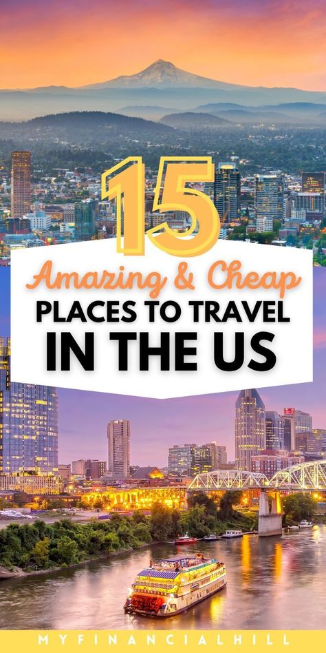 Explore the U.S. without spending a fortune! ✈ Check out our top 15 picks for cheap travel destinations that offer both value and excitement. From hidden gems to popular spots, these locations prove that traveling on a budget can still be fabulous. Get ready to pack your bags! #TravelOnABudget #USDestinations #EconomicalTravel Cheap Places To Travel With Friends, Cheap Trips In The Us, Cheap Weekend Trips In The Us, Cheap Spring Break Destinations, Travel In The Us, Cheap Places To Travel In The Us, Inexpensive Vacation Ideas, Affordable Vacation Destinations, Cheap Vacation Ideas