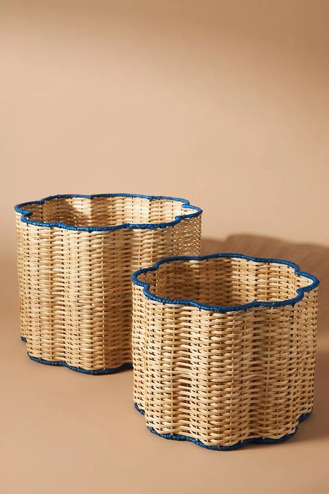 Tulip Baskets, Set of 2 | AnthroLiving Handcrafted Decor, Rattan Basket, Decorative Hardware, Basket Sets, Bench Cushions, Wicker Laundry Basket, Dish Towels, Vases Decor, Decorative Wicker Basket