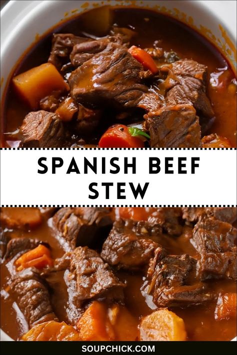 Spanish Beef Stew Recipe | Hearty & Flavorful Dish Spanish Stew Beef, Spanish Stew Recipes, Stewing Steak Recipe, Steak Stew Recipes, Beef Stew Spanish Style, Flemish Stew, Dominican Beef Stew, Spanish Beef Stew, Beef Stew Soup