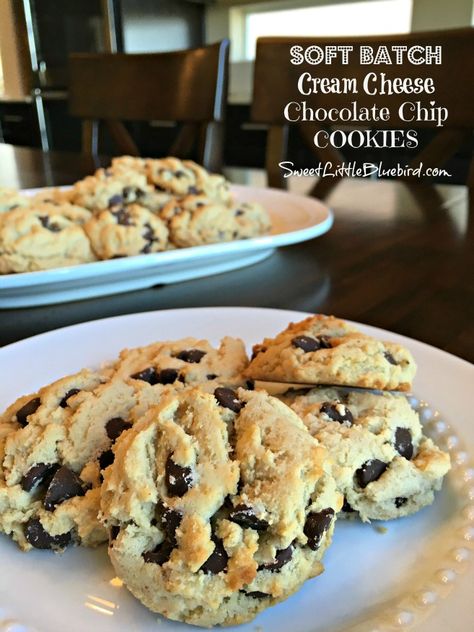 Soft Batch Cream Cheese Chocolate Chip Cookies Cream Cheese Chocolate Chip, Cream Cheese Chocolate Chip Cookies, Soft Batch, Cookies Cupcake, Keto Chocolate Chip Cookies, Soft Chocolate Chip Cookies, Keto Chocolate Chips, Cream Cheese Cookies, Choc Chip Cookies