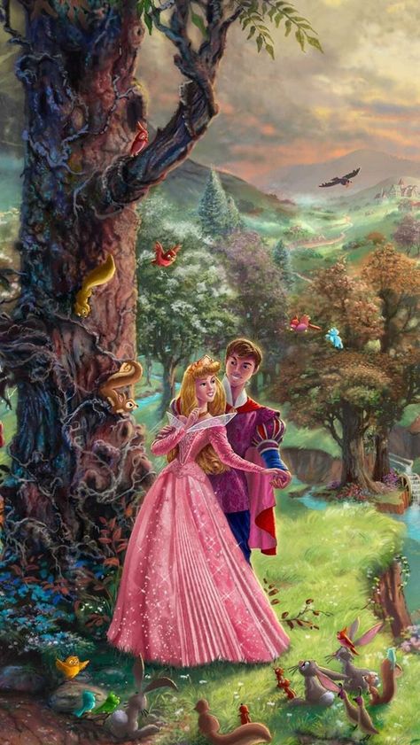 Princesa Disney Aurora, Kinkade Disney, Thomas Kinkade Disney, Beauty Iphone Wallpaper, Image Princesse Disney, Art Thomas, Disney Princess Aurora, Desen Realist, Disney Paintings