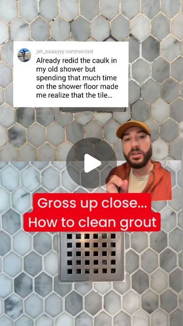 Remodel School on Instagram: "Does your tile look gross up close? Here's how to clean the grout.  Your shower grout:   #housecleaningtips #bathroomgoals #bathroomideas #bathroominspo #homerepair" Clean Shower Tile And Grout, How To Grout, Cleaning Shower Tiles, Shower Grout, Grey Grout, Bathroom Shower Tile, Bathroom Goals, Shower Pan, Home Addition