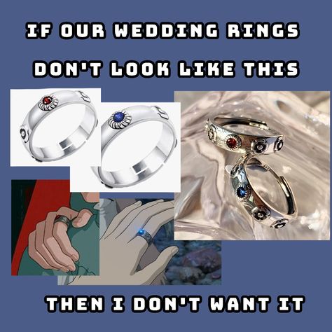 Howls Moving Castle Wedding Rings, Howls Moving Castle Wedding Theme, Howls Moving Castle Wedding, Studio Ghibli Wedding, Howls Moving Castle Ring, Sophie Howl's Moving Castle, Princess Closet, Howl And Sophie, Howls Moving