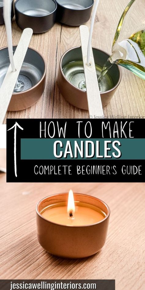 How to Make Candles: A Beginner's Guide - Jessica Welling Interiors Start Candle Business, Candle Making Tutorial, Candle Scents Recipes, Candle Making For Beginners, Candle Making Recipes, Diy Candles Easy, Diy Candles Homemade, Make Candles, Homemade Scented Candles