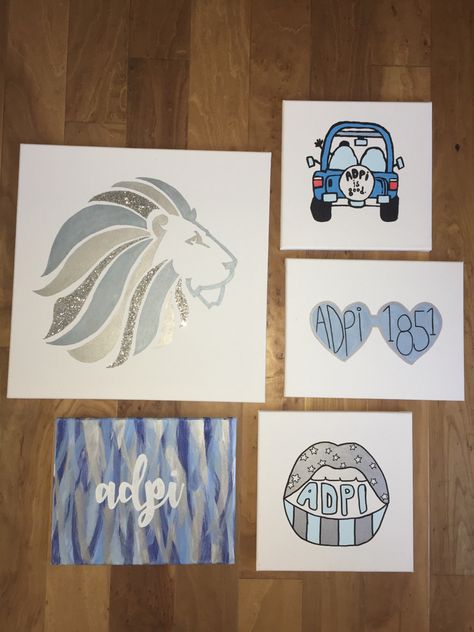 Sorority Canvas Adpi, Alpha Delta Pi Canvas Painting, Adpi Painting Canvases, Blue Sorority Canvas, Adpi Paintings, Adpi Canvases, Alpha Delta Pi Canvas, Big Little Paintings, Sorority Canvas Art