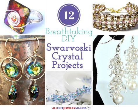 12 Breathtaking DIY Swarvoski Crystal Projects Diy Swarovski Crystals Projects, Crystal Projects, Free Jewelry Making Projects, Jewelry Making Books, Fall Jewelry Trends, Best Jewellery Design, Jewelry Making Patterns, Crystal Pearl Earrings, Knitting And Crochet Patterns