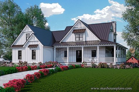 Our Carolina Farmhouse is a modern farmhouse design with a dose of southern charm. It features an open living floor plan design. Southern Living House Plans Farmhouse, House Plans Southern Living, House Plans Southern, Carolina Farmhouse, Future Farmhouse, Southern Living House, Cabin Plan, Ranch Homes, Wraparound Porch