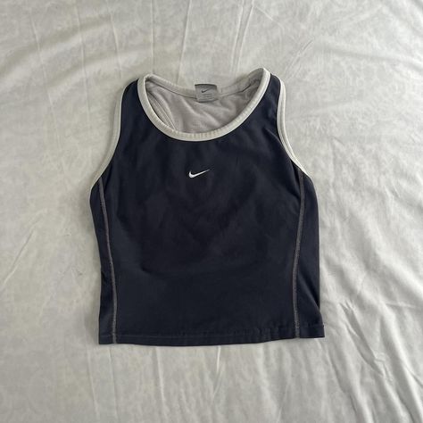 women’s embroidered nike racerback crop top #nike... - Depop Vintage Nike Tank Top, Vintage Nike Outfit Women, Nike Top Outfit, Sports Bras Aesthetic, Vintage Nike Clothes, Nike Clothes Aesthetic, Vintage Nike Aesthetic, Y2k Wishlist, Nike Outfits For Women