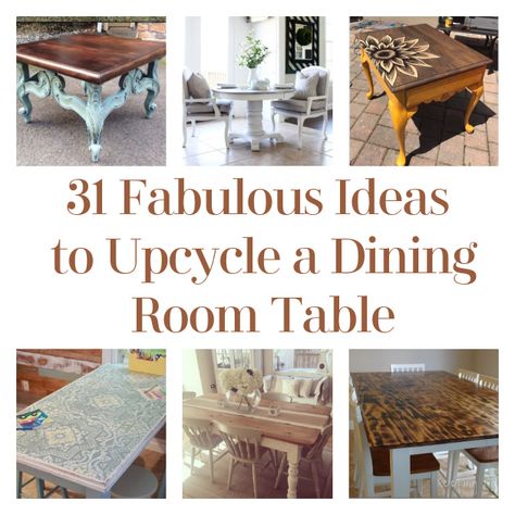 Hello, DIYers! If you are interested in sprucing up your dining room table or getting a new-to you table and doing some upgrades then you are in the right place! Modern tables tend to be ridiculously expensive, often putting you out hundreds if not thousands of dollars. The transformations that you can make by turning […] The post 31 Fabulous Ideas to Upcycle a Dining Room Table appeared first on DIY Projects by Big DIY Ideas. Upcycle Dinner Table, Dining Room Table Upcycle, Repurposing Dining Room Space, Upcycled Kitchen Table, Redo Dining Table, Dining Table Renovation, Dining Table Refurbish Ideas, Upcycle Dining Table, Dining Table Upcycle