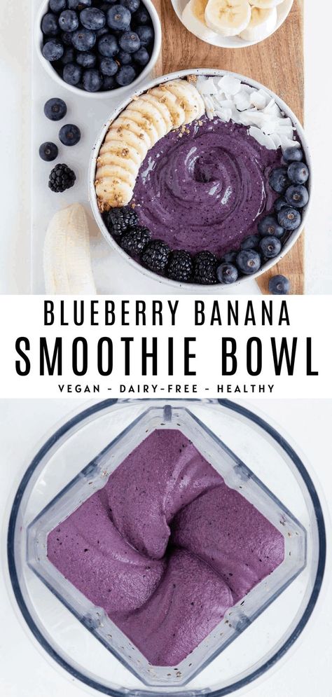 Blueberry Banana Smoothie Bowl, Smoothie Bowls Recipe Easy, Healthy Desayunos, Bowl Recipes Easy, Smoothie Bowl Recipe Healthy, Vegan Smoothie Bowl, Blueberry Banana Smoothie, Breakfast Smoothie Bowl, Banana Smoothie Bowl