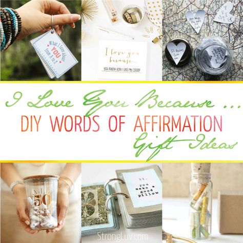 DIY Gifts with a Words of Affirmation Message are the Most Meaningful. 6 Things I Love About You Gift Ideas & I Love You Because __ Gift Ideas. Get Inspired Words Of Affirmation Gifts For Husband, Diy Motivational Gifts, Words Of Affirmation Gift Ideas, Affirmation Gift Ideas, Words Of Affirmation Gifts, Affirmation Gifts, Positive Character Traits, A Words, Diy Gifts For Girlfriend