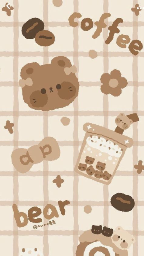 Boba Bear Wallpaper, Boba Wallpapers Aesthetic, Boba Tea Aesthetic Wallpaper, Boba Background, Boba Tea Wallpaper, Tea Wallpaper, Phone Lock Screen Wallpaper, Bubble Tea Boba, Teddy Bear Wallpaper