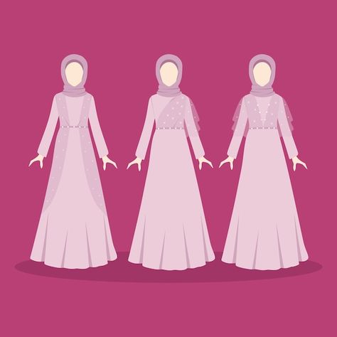 Pink dress for hijab girl bridesmaid | Premium Vector #Freepik #vector #wedding-dress #hijab #dress #bridesmaid Dress For Hijab Girl, Bridesmaid Hijab Dress, Dress For Hijab, Hijab Bridesmaid, Bridesmaid Dresses Hijab, Kulot Pants, Dress Vector, Ootd Hijab Casual, Dusty Pink Dresses