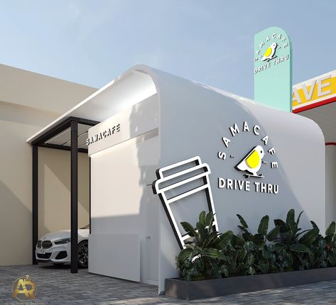 Drive Thru Coffee, Gerobak Dorong, Cafe Exterior, Bubble Tea Shop, Small Cafe Design, Cafe Shop Design, Coffee Shop Aesthetic, Portfolio Design Layout, Kiosk Design