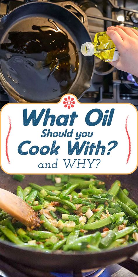 What’s the best oil for sautéing, searing, roasting, or frying? Is high heat bad for oils? What about olive oil and coconut oil? Here's what you should know about smoke points and what oil to use, when! #cookingwithoil #cookingoil #simplyrecipes #guidetooils Best Oil For Frying, Kitchen Knowledge, Best Cooking Oil, Searing Meat, Wok Cooking, Skillet Recipes, Cooking With Olive Oil, Cooking Oils, Sauteed Vegetables