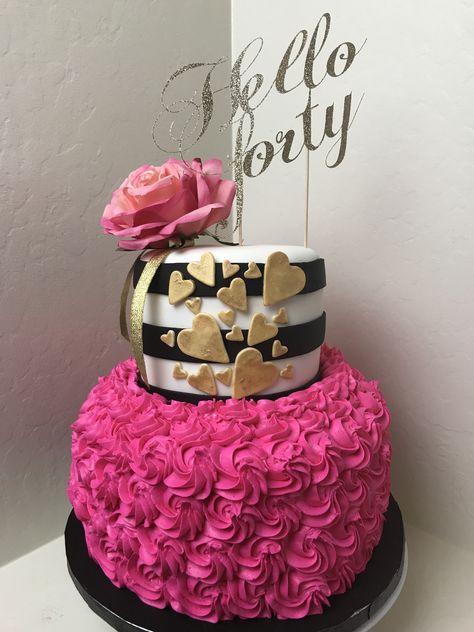 Kate Spade Cake Ideas, Birthday Cake For 40 Year Old Women, 40 Th Birthday Cakes, 40th Bday Cake For Women, 38th Birthday Cake, Birthday Cake 40, Kate Spade Birthday Party, Kate Spade Cake, 50th Birthday Ideas For Women