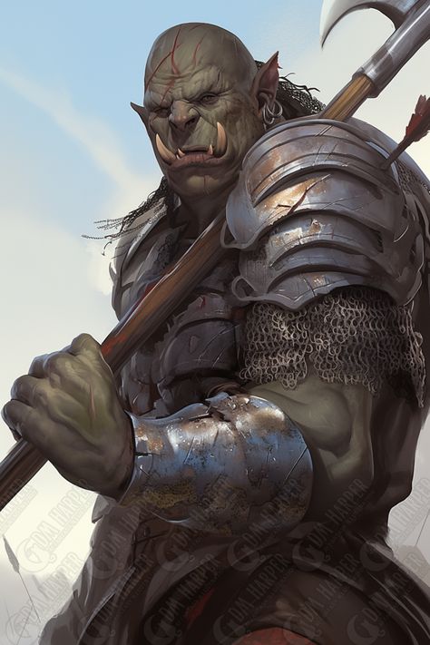 Skyrim Orc, Orc Warrior, Half Orc, Warriors Wallpaper, Dnd Ideas, Alien Creatures, Dungeons And Dragons Characters, Concept Art Character, Dnd Art