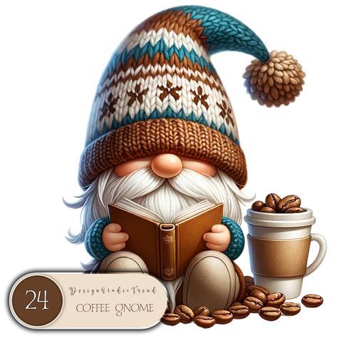 Coffee Gnomes, Spring Sublimation, Gnome Collection, Gnome Wallpaper, Steaming Coffee, Forest Cafe, Coffee Artwork, Craft Apron, Coffee Enthusiast