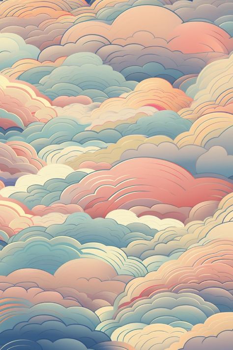 Tunnel Book, Cloud Illustration, Graphic Design Images, Desktop Wallpaper Art, Japanese Illustration, Watercolour Inspiration, Cloud Art, Origami Design, Clouds Pattern