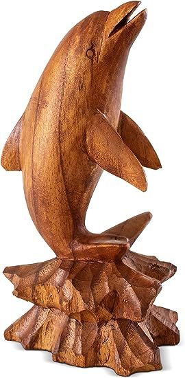 Dolphin Statue, Dolphin Sculpture, Handmade Wood Crafts, Android Wallpaper Art, Sculpture Wood, Wood Carving Designs, Statue Sculpture, Wooden Figurines, Carving Designs