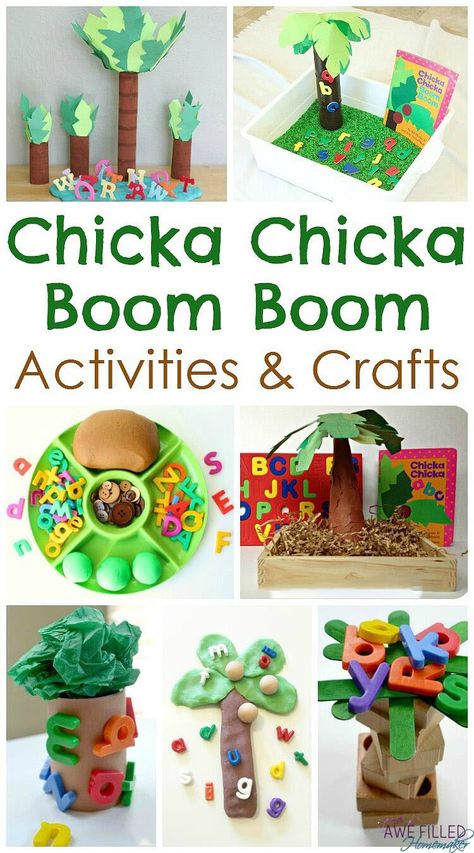 chicka chicka boom activities for preschool Chicka Chicka Boom Boom Activities, Chicka Chicka Boom Boom, Crafts And Activities For Kids, Chicka Chicka, Preschool Literacy, Creative Curriculum, Snacks For Kids, Tot School, Preschool Books