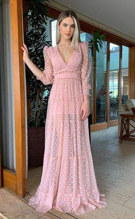 a424ed4bd3a7d6aea720b86d4a360f75desc46686420ri Pink Evening Dress, Long Sleeve Evening Dresses, Prom Dresses Long With Sleeves, Chiffon Prom Dress, Long Prom Dress, Prom Dresses Long, Perfect Dress, Nasa, Pink Dress