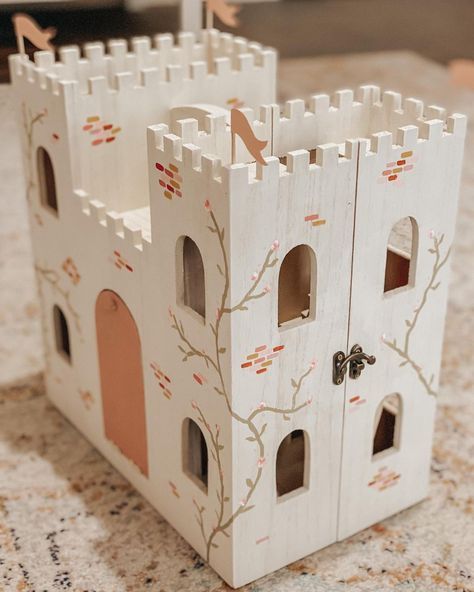 ✨”Life itself is the most wonderful fairytale of all” ✨ Is there anything more magical than a dollhouse? My friends and I each picked up… | Instagram Michaels Wooden Castle, Maileg Castle, Cardboard Houses For Kids, Dollhouse Castle, Wooden Toy Castle, Castle Diy, Folk Art Acrylic Paint, Wood Castle, Play Castle