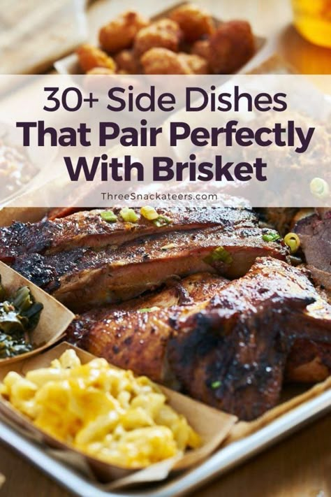 Side Dishes To Go With Smoked Meat, What To Pair With Brisket, Sides For Corned Beef Brisket, Smoked Brisket Meal Ideas, Beef Brisket Dinner Ideas, Meals With Brisket Meat, Beef Brisket Dinner Side Ideas, Brisket For Thanksgiving, Salad To Go With Brisket