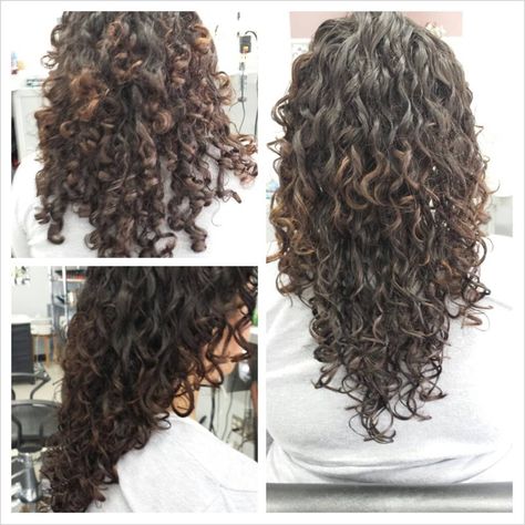 My deva cut!! Before and after- i want to do this for mia!!! Perm Before And After, Long Hair V Cut, Deva Cut, Cut Layers, Layered Curly Hair, Curly Hair Photos, Haircuts For Curly Hair, Heat Damage, Haircuts For Long Hair