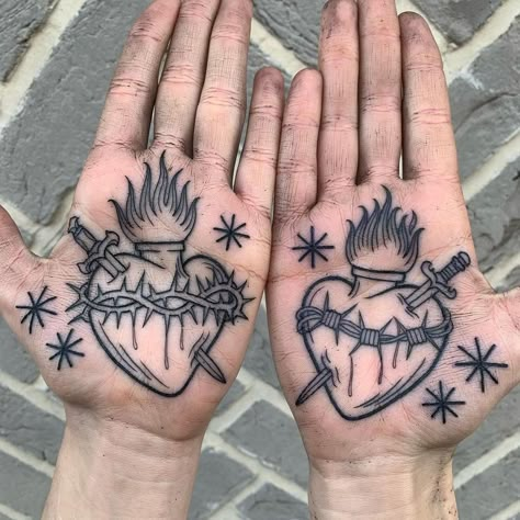 Hand Palm Tattoos, Thorn Tattoo, Barbed Wire Tattoos, Sacred Heart Tattoos, Anatomical Heart Tattoo, The Wrecking Crew, Torso Tattoos, Dibujos Tattoo, Herz Tattoo