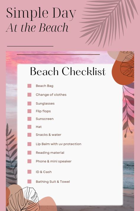 What To Bring To A Beach Vacation, Beach Bag Checklist, Beach Packing Essentials, Beach List Packing Day, What To Bring To The Beach For A Day, Stuff To Take To The Beach, Beach Nessesities List, What To Bring To The Beach Aesthetic, Beach Neccesities