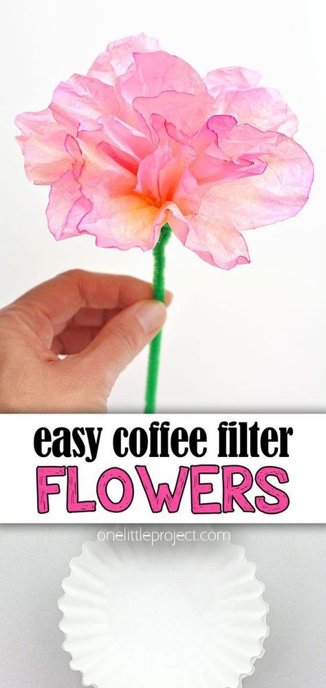 Spring Flower Crafts, Coffee Filter Crafts, Coffee Filter Flowers, Hair Acessories, Cadeau Parents, Folding Origami, Easy Coffee, Crafts For Seniors, Diy Valentine