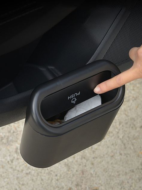 Black  Collar  PVC  Car Trash Bin Embellished   Automotive Interior Accessories Car Trash Can, Inside Car, Girly Car Accessories, Car Deco, Cool Car Accessories, Car Essentials, Girly Car, Trash Can For Car, Vw T6