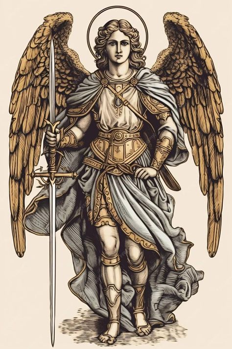 San Miguel Arcangel Tattoo, Archangel Michael Tattoo, St Michael Tattoo, Michael Tattoo, Archangel Tattoo, St Michael The Archangel, Michael The Archangel, Archangel Raphael, Angel Artwork