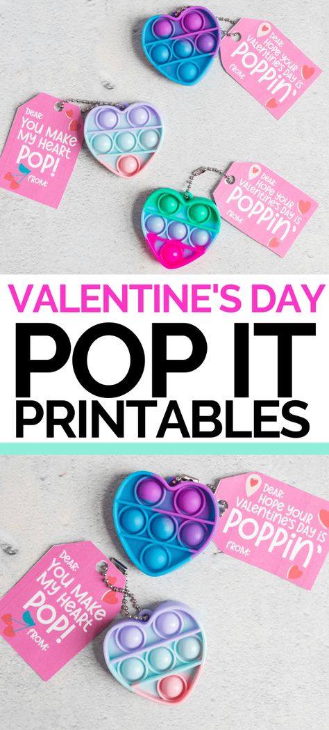 These printable Pop It Valentine's Day cards are perfect to pair with pop it toys for a fun Valentine's gift! Print at home. Preschool Girl Valentines, Prek Valentines Cards, Popper Valentine Printable, Valentine Preschool Gifts, Preschool Valentines Cards Diy, Valentine Gift From Teacher, Valentines Pop It Tags, Heart Pop It Valentines, Valentine Pop It Printable Free