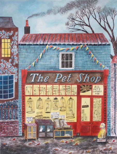 The Pet Shop | Illustration by Emily Sutton Emily Sutton, Building Illustration, Shop Illustration, Animal Illustrations, Love Illustration, Naive Art, Childrens Illustrations, Children's Book Illustration, Children Illustration