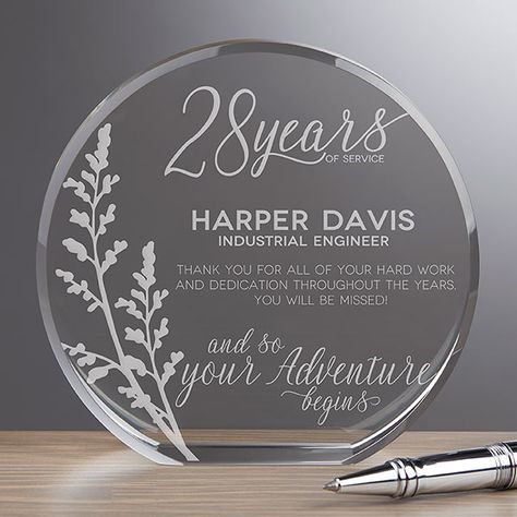 Personalized Crystal Retirement Award Teacher Retirement Parties, Retirement Plaques, Personalized Office Gifts, Retirement Wishes, Best Retirement Gifts, Personalized Retirement Gifts, Retirement Party Gifts, Retirement Gifts For Men, Retirement Ideas