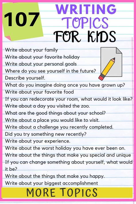 107 Creative writing topics for kids: Imaginative & Fun - Kids n Clicks Homeschool Journaling, Creative Writing Topics, Creative Writing Classes, Creative Writing Ideas, Homeschool Writing, Writing Prompts For Kids, Writing Topics, Elementary Writing, Essay Writing Skills