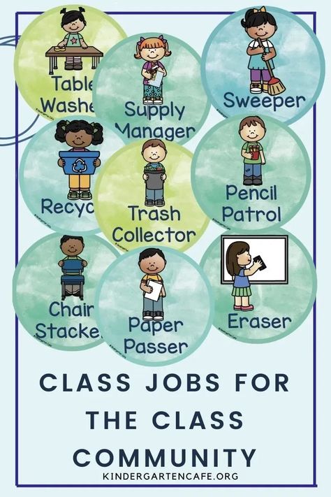 ideas for classroom jobs to help the class community Class Community, Kindergarten Classroom Decor, Class Jobs, Ideas For Classroom, Kindergarden Activities, Kindergarten Lesson Plans, You Had One Job, Teacher Assistant, Classroom Jobs