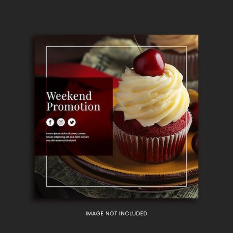 Vector weekend cup cake social media pr... | Premium Vector #Freepik #vector Pastries Poster Design, Dessert Social Media Design, Cake Social Media Design, Cake Social Media Post, Cake Poster Design, Social Media Cake, Cake Ads, Cake Poster, Congratulations Cake