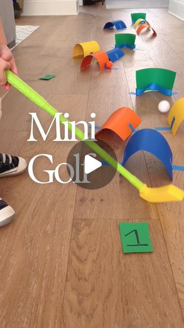 Mini Golf Classroom, Diy Indoor Mini Golf, Mini Golf Hole Ideas, Golf Activities For Kids, Diy Minigolf, Diy Mini Golf Course Ideas, Putt Putt Golf Diy Ideas, Golf Crafts For Kids, Diy Putt Putt