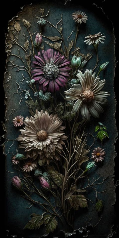 Dark Floral Gothic Wallpaper Space Iphone Wallpaper, Gothic Flowers, Floral Wallpaper Iphone, Gothic Wallpaper, Plant Background, Punk Art, Flower Iphone Wallpaper, Sunflower Art, Dark Wallpaper Iphone