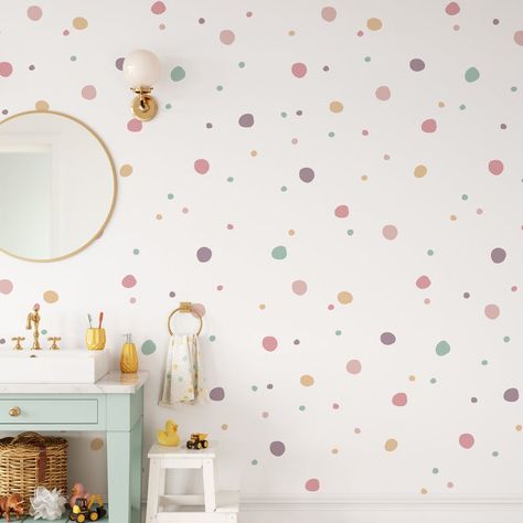 Polka Dot Nursery, Color Stickers, Rainbow Wall Decal, Polka Dot Wall Decals, Girl Bedroom Walls, Polka Dot Walls, Fabric Wall Decals, Toddler Bedrooms, Kids Wall Decals