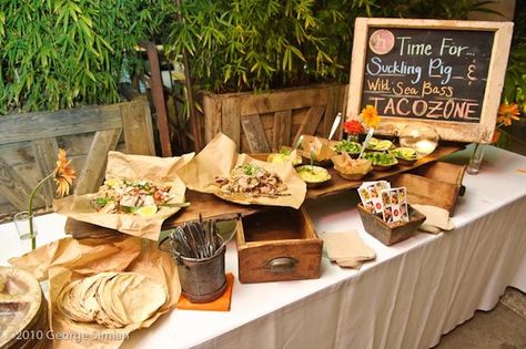 BYOTaco Bar: Tacobar Party, Taco Bar Wedding, Wedding Food Bars, Taco Bar Party, Bbq Wedding Reception, Wedding Food Display, Wedding Buffet Food, Mexican Bridal Showers, Baked Potato Bar