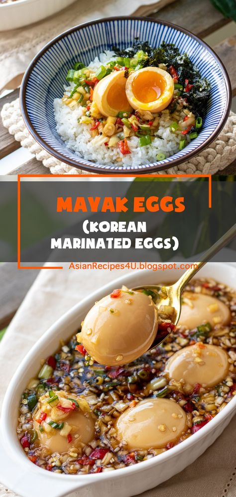 Mayak Eggs are an incredibly popular side dish in Korea, featuring jammy soft-boiled eggs marinated overnight in a delicious soy-based sauce. These Korean marinated eggs are so quick and simple to make, but ever so scrumptious with a wonderful burst of flavor. #Korean #Recipes #Eggs #Yummy Korean Soft Boiled Eggs, Hard Boiled Egg Marinade, Boiled Eggs Marinated, Korean Marinated Eggs Recipe, Korean Soy Marinated Eggs, Marinated Soft Boiled Eggs, Korean Eggs Marinated, Marinated Eggs Hard Boiled, Marinated Hard Boiled Eggs