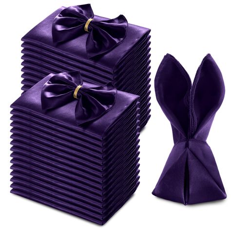 PRICES MAY VARY. ✿〖What You Will Get〗You will receive 72 pieces of purple satin napkins, each measuring 20 x 20 inches / 50 x 50 cm. These napkins can be easily folded into various shapes, allowing you to add a unique style to your dining table. The package contain generous quantity of napkins, you can ensure you have enough napkins for any occasion. ✿〖Bright & Soft Material〗Crafted from high-quality satin fabric, these square satin napkins offer a delightful combination of brightness and softne Purple Table Decorations, Purple And Silver Wedding, Silver Wedding Decorations, Purple Birthday Party, Purple And Gold Wedding, Dinner Restaurant, Restaurant Party, Gold Centerpieces, Dinner Restaurants